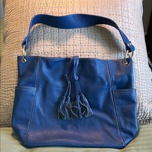 Elegant Blue Leather Shoulder Bag
